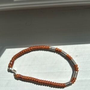 Leather and metal bracelet